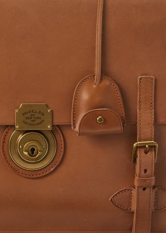 tan Mænd Ralph Lauren arve læder dokumentmappe Z426B2215