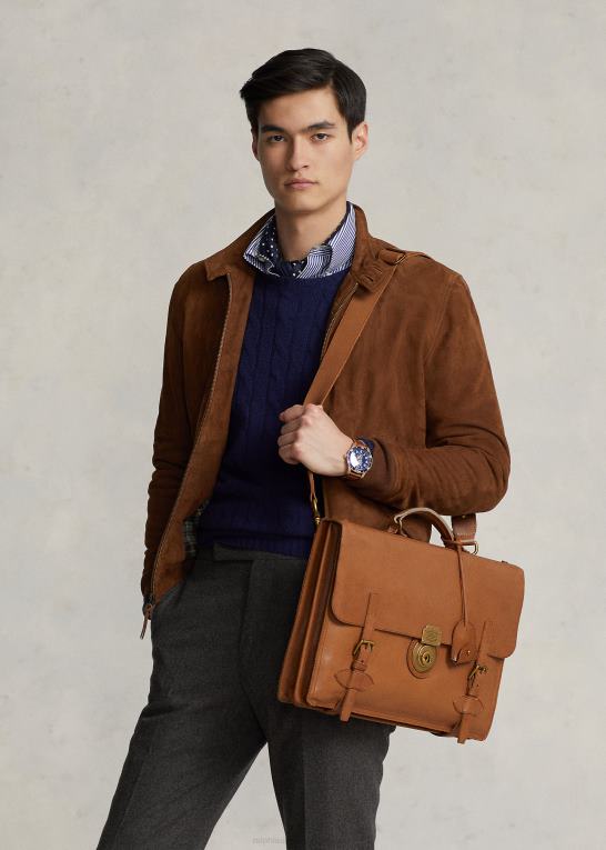 tan Mænd Ralph Lauren arve læder dokumentmappe Z426B2215