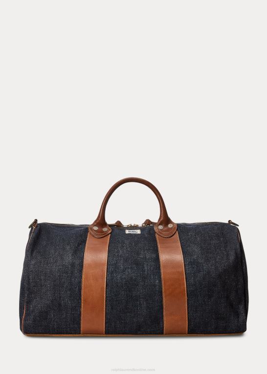 indigo Mænd Ralph Lauren denim duffel med læderbeklædning Z426B8847