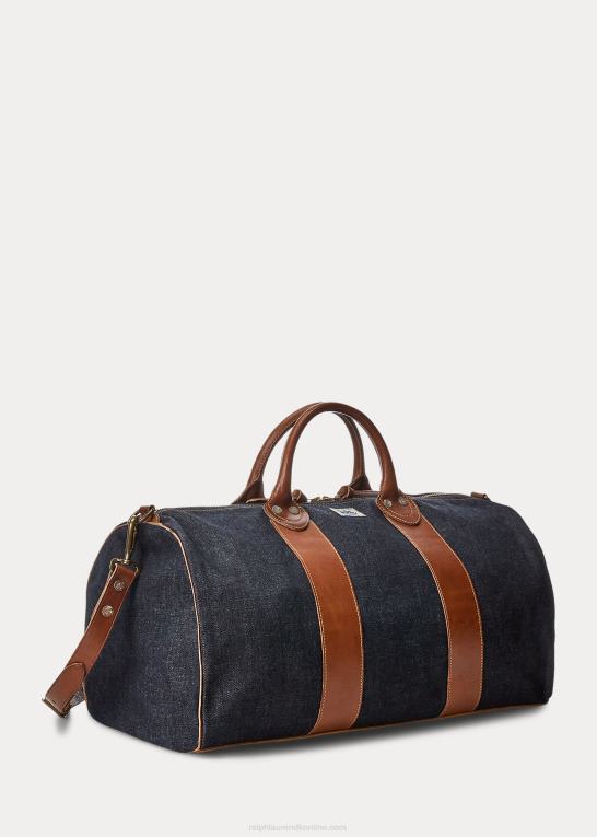 indigo Mænd Ralph Lauren denim duffel med læderbeklædning Z426B8847
