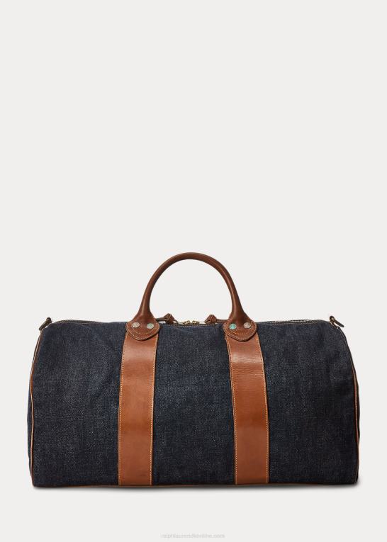 indigo Mænd Ralph Lauren denim duffel med læderbeklædning Z426B8847