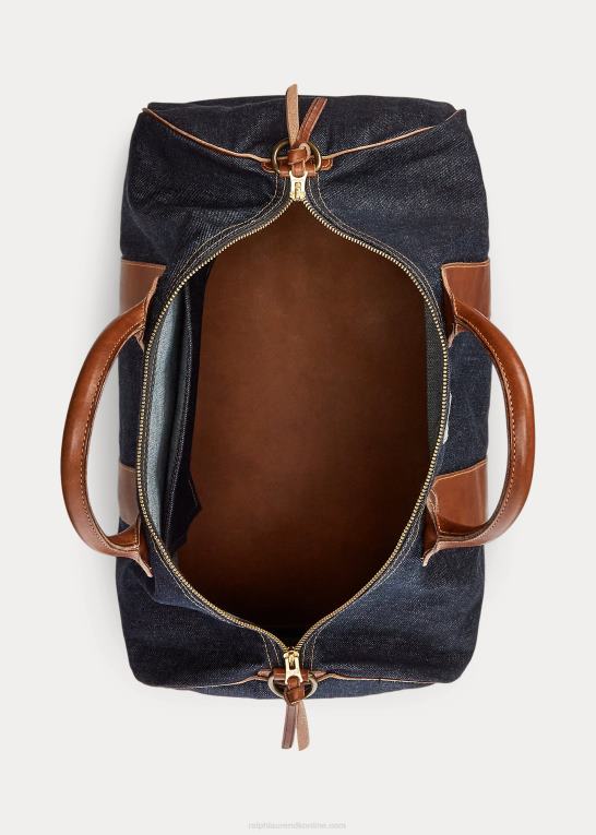 indigo Mænd Ralph Lauren denim duffel med læderbeklædning Z426B8847