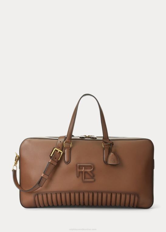 kastanje Mænd Ralph Lauren quiltet poleret kalveskindsduffel Z426B8937