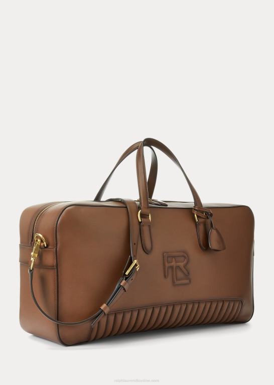 kastanje Mænd Ralph Lauren quiltet poleret kalveskindsduffel Z426B8937