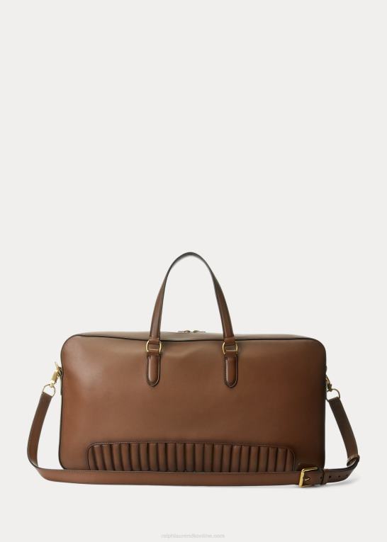 kastanje Mænd Ralph Lauren quiltet poleret kalveskindsduffel Z426B8937