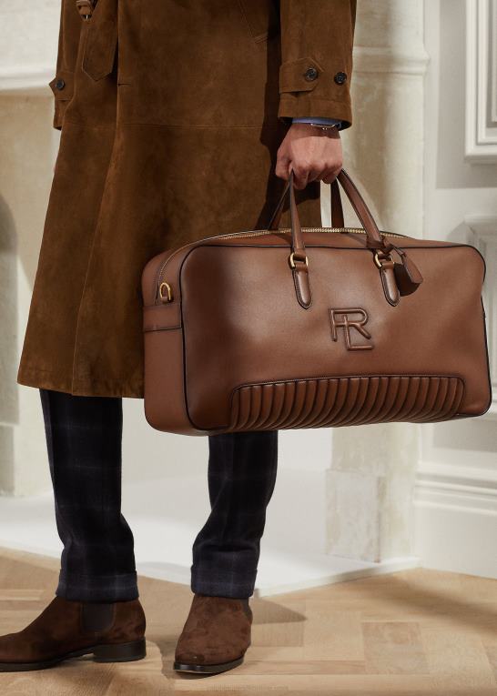 kastanje Mænd Ralph Lauren quiltet poleret kalveskindsduffel Z426B8937