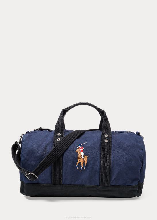 marineblå/sort Mænd Ralph Lauren kanvas stor pony taske Z426B2753