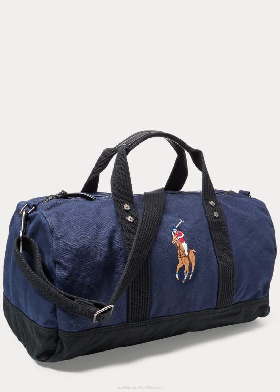 marineblå/sort Mænd Ralph Lauren kanvas stor pony taske Z426B2753