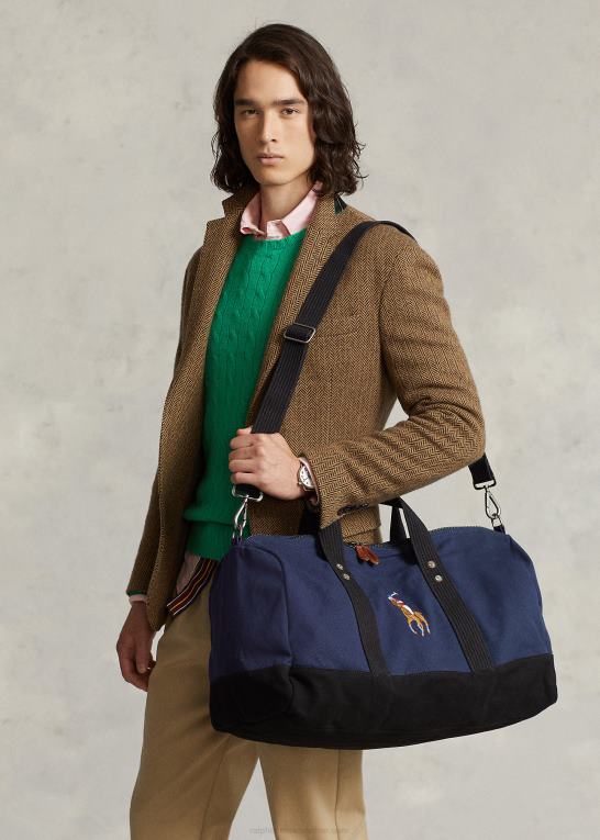 marineblå/sort Mænd Ralph Lauren kanvas stor pony taske Z426B2753