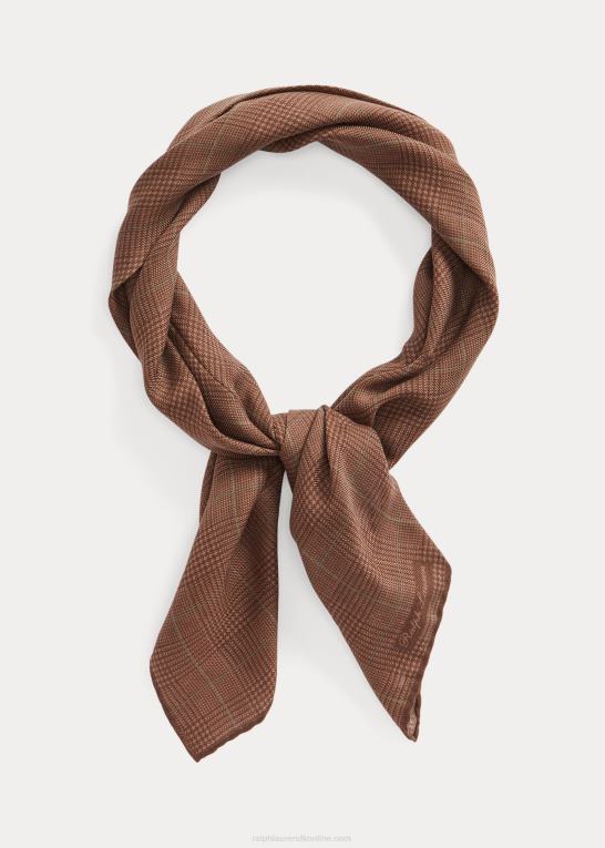 brun/salvie Mænd Ralph Lauren glen plaid cashmere-silke halstørklæde Z426B8934