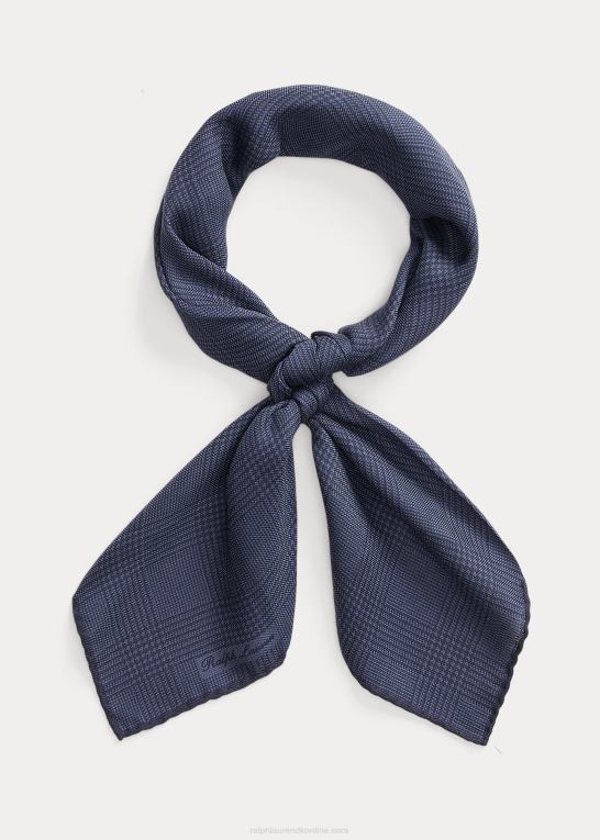 marineblå/støvblå Mænd Ralph Lauren glen plaid cashmere-silke halstørklæde Z426B8945
