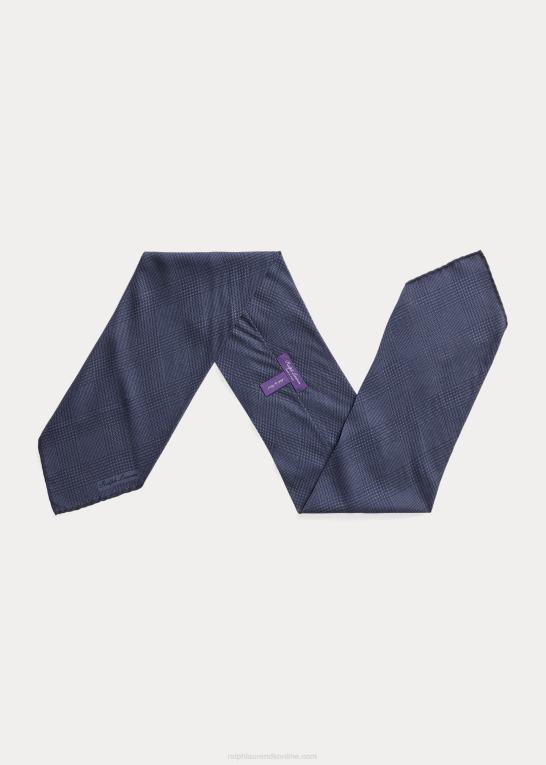 marineblå/støvblå Mænd Ralph Lauren glen plaid cashmere-silke halstørklæde Z426B8945