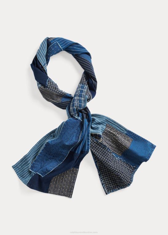 indigo/creme Mænd Ralph Lauren patchwork tørklæde i bomuld-hør Z426B5483