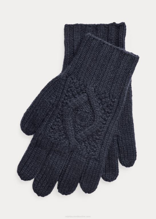 klassisk formand flåde Mænd Ralph Lauren håndstrikkede kashmirhandsker Z426B8995