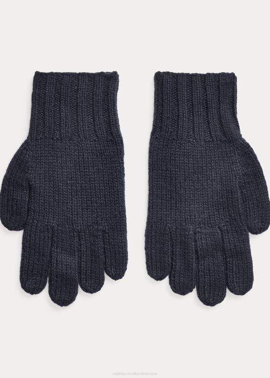 klassisk formand flåde Mænd Ralph Lauren håndstrikkede kashmirhandsker Z426B8995
