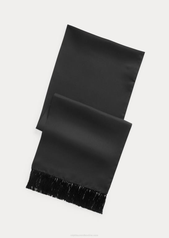 sort Mænd Ralph Lauren frynser silke twill tørklæde Z426B9021