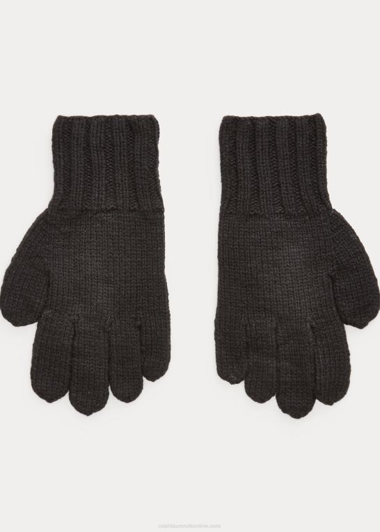 sort Mænd Ralph Lauren håndstrikkede kashmirhandsker Z426B8996