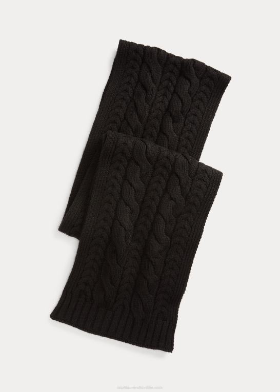 sort Mænd Ralph Lauren kabelstrikket kashmir tørklæde Z426B9004