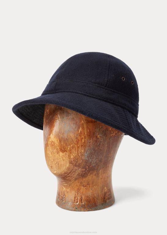 flåde Mænd Ralph Lauren bøttehat af uldblanding af filt Z426B8857