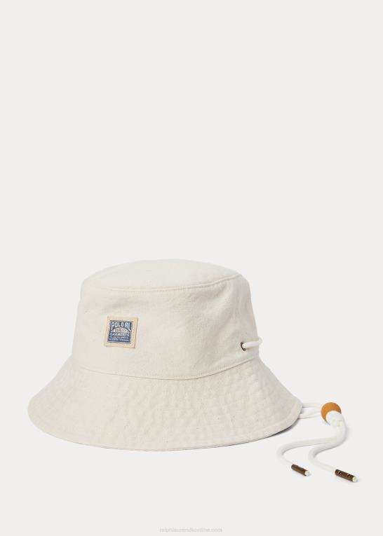 hvid denim vask Mænd Ralph Lauren bøttehat i bomuldslærred Z426B2454