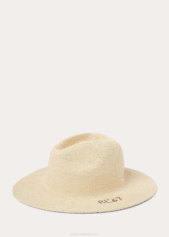 naturlig Mænd Ralph Lauren logo-broderet stråhat Z426B2432