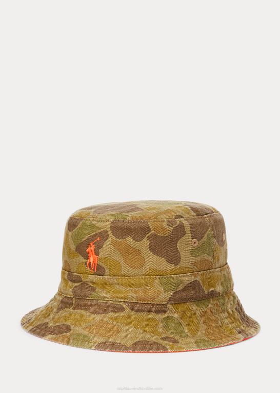 resort orange/camo multi Mænd Ralph Lauren vendbar sildebens bøttehat Z426B2513