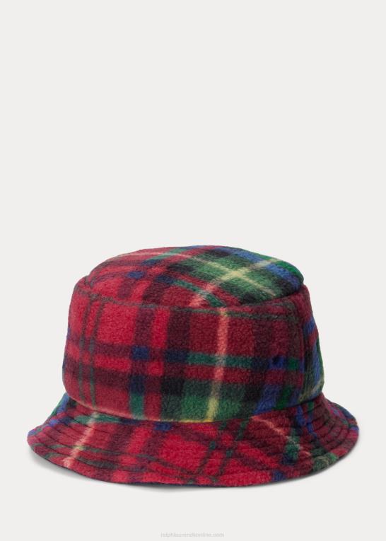 royal crimson plaid Mænd Ralph Lauren plaid fleece bøttehat Z426B2742