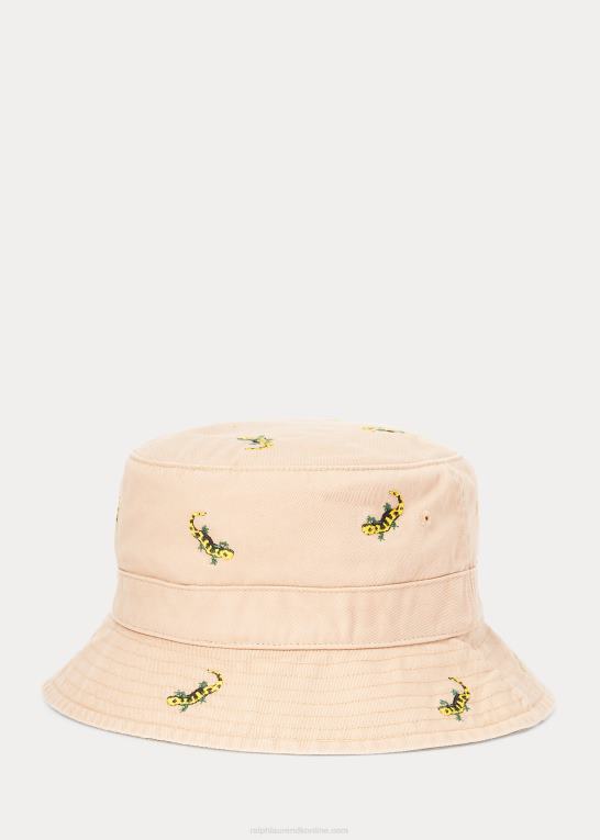 vintage kaki Mænd Ralph Lauren gekko-broderet bøttehat i twill Z426B2521