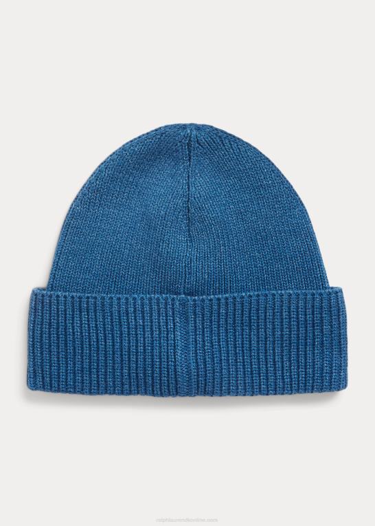 let indigo Mænd Ralph Lauren bomuldsbeanie med polobjørn Z426B2450
