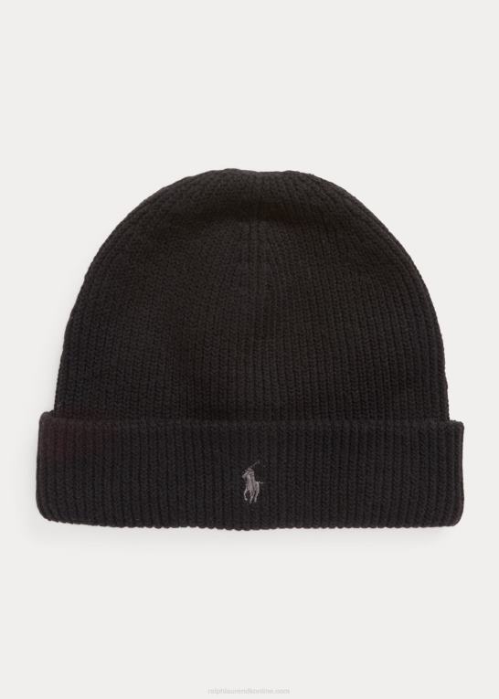 sort Mænd Ralph Lauren signatur pony ribstrikket hue Z426B2445