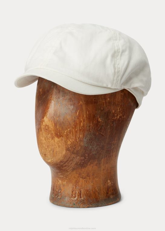 antik hvid Mænd Ralph Lauren sildebens twill aviskøs kasket Z426B2228