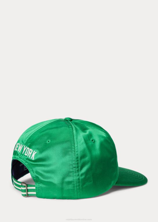 atletisk grøn Mænd Ralph Lauren chenille-patch satin kuglehætte Z426B2431