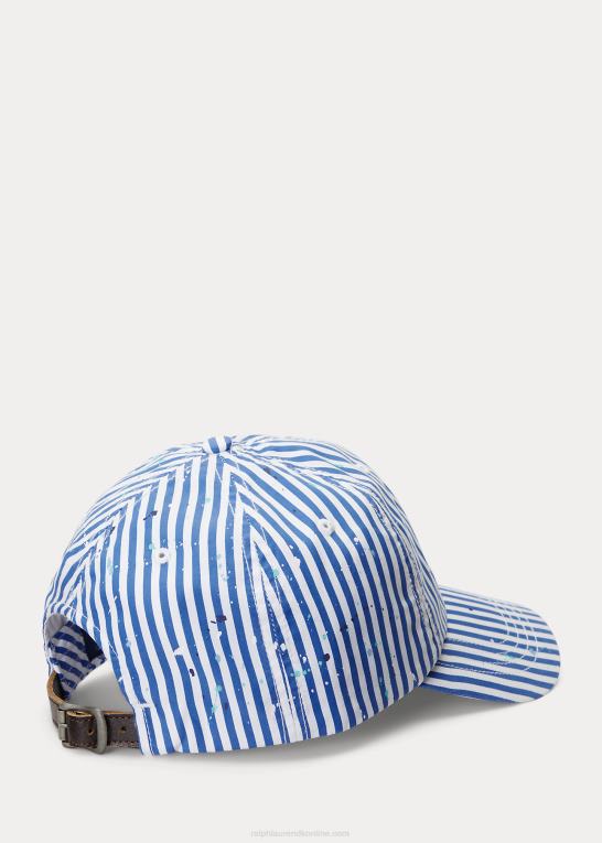 blå/hvid multi Mænd Ralph Lauren crest stribet poplin kuglehætte Z426B2451