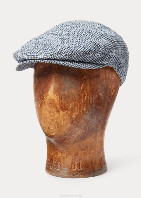 blå tjek Mænd Ralph Lauren gingham seersucker førerkasket Z426B2227