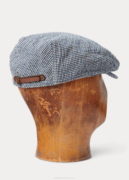 blå tjek Mænd Ralph Lauren gingham seersucker førerkasket Z426B2227