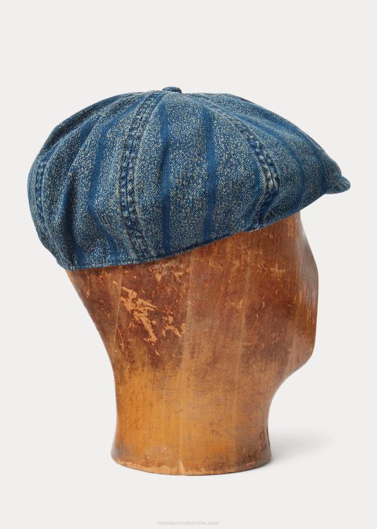 falmet indigo Mænd Ralph Lauren stribet twill newsboy kasket Z426B8826