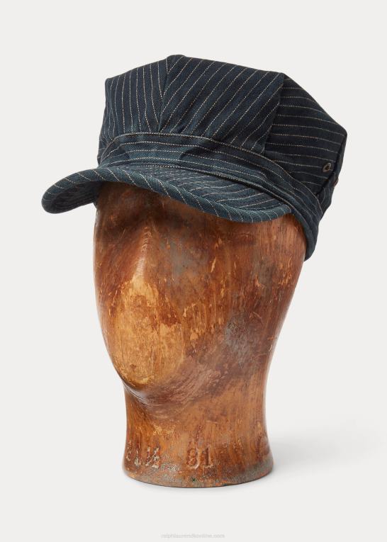 flåde Mænd Ralph Lauren stribet indigo sildebenshætte Z426B8834