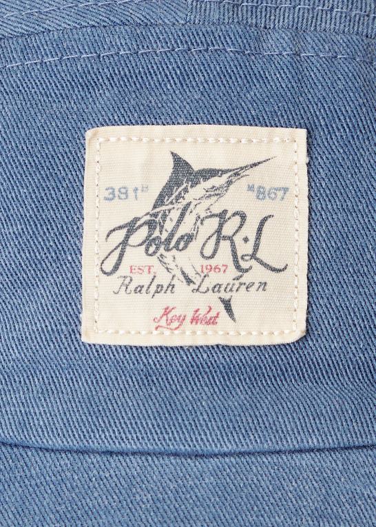 gammel kgl Mænd Ralph Lauren indigo twill & mesh fem-panel hætte Z426B2359