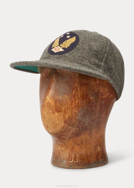 grå Mænd Ralph Lauren logo uld-blandet filt kuglehætte Z426B8861