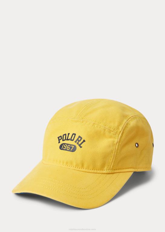 gulfinnet Mænd Ralph Lauren fempanels kasket med logolærred Z426B2453
