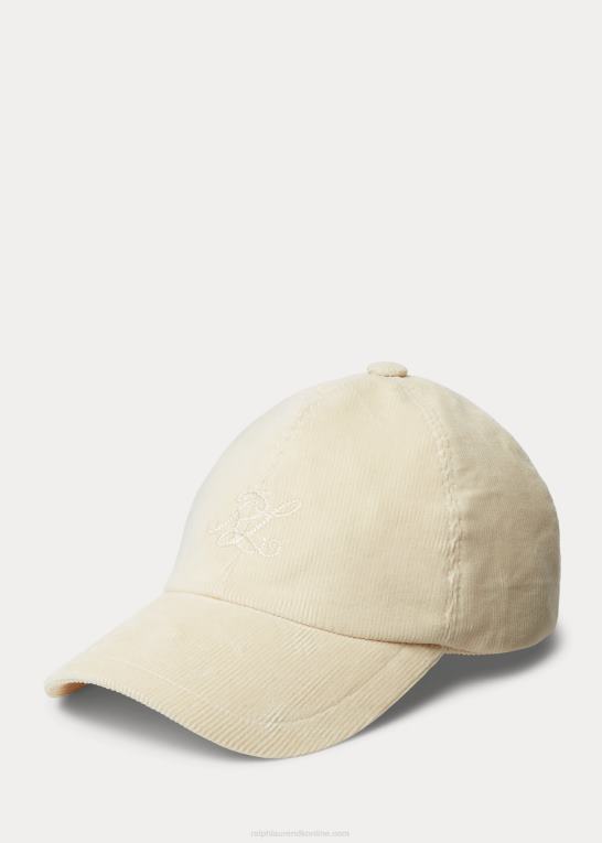 klassisk creme Mænd Ralph Lauren fløjl kuglehætte Z426B8917