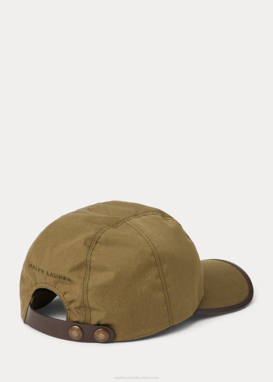 oliven nat/engelsk brun Mænd Ralph Lauren kasket med fem paneler af lammeskind Z426B2223