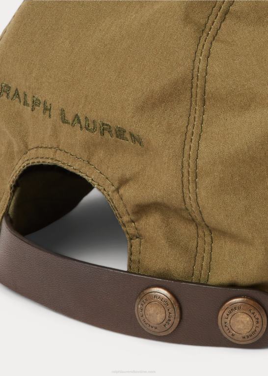 oliven nat/engelsk brun Mænd Ralph Lauren kasket med fem paneler af lammeskind Z426B2223