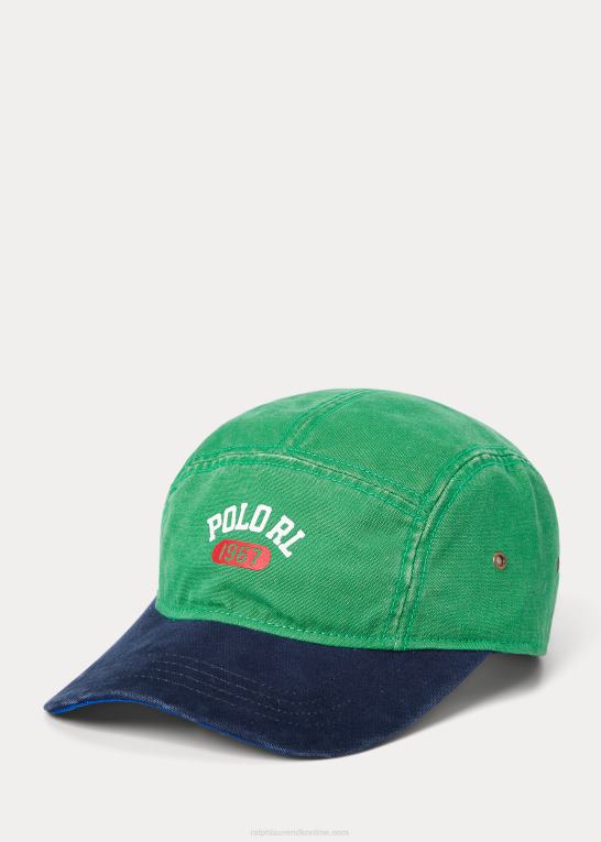 optisk grøn Mænd Ralph Lauren fempanels kasket med logolærred Z426B2449