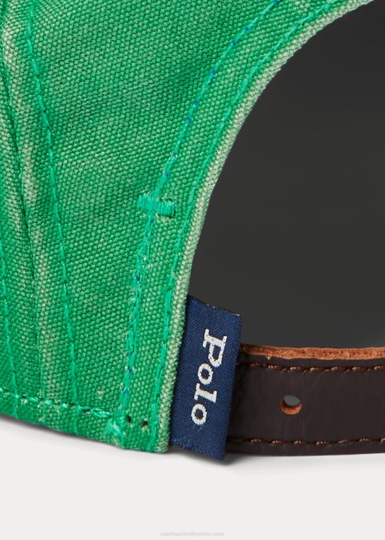 optisk grøn Mænd Ralph Lauren fempanels kasket med logolærred Z426B2449