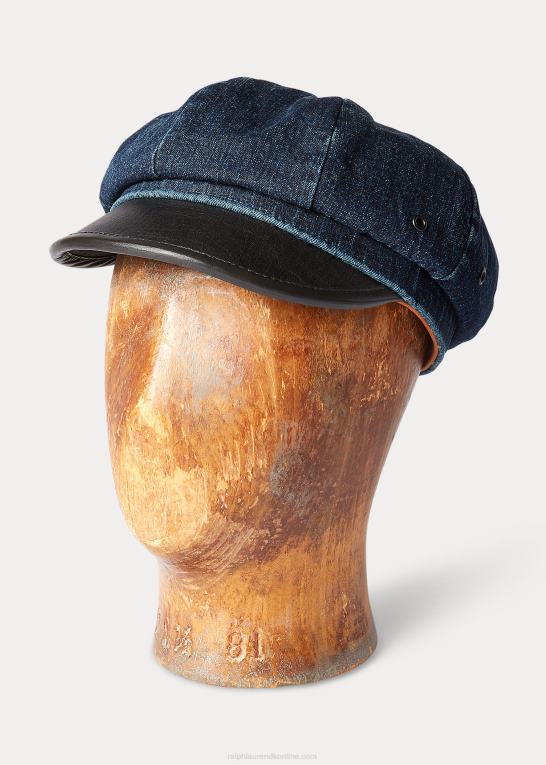 skylle Mænd Ralph Lauren motorcykelkasket i læder-denim Z426B8912