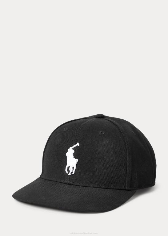 sort Mænd Ralph Lauren twill kuglehætte med høj krone Z426B2767