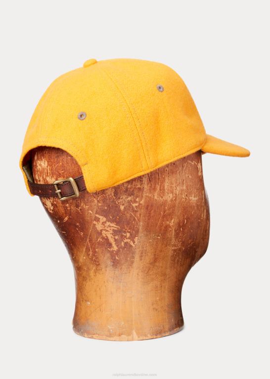 vintage guld Mænd Ralph Lauren kuglehætte i filt med vingelogo Z426B8868