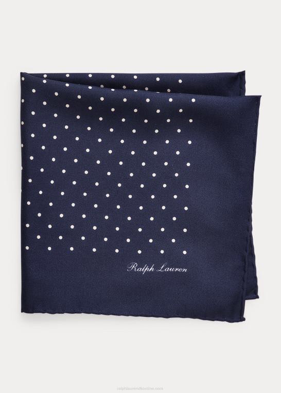flåde Mænd Ralph Lauren polkaprikket silke foulard lomme firkantet Z426B2667