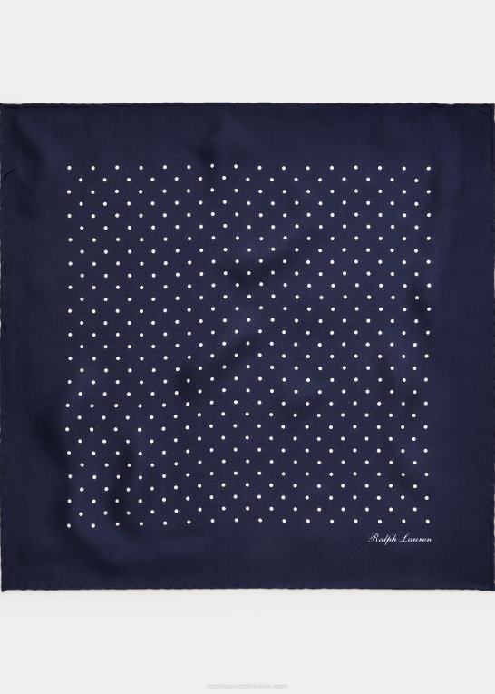 flåde Mænd Ralph Lauren polkaprikket silke foulard lomme firkantet Z426B2667